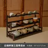 Prateleira de Exibição para Mesa, Suporte de Xícaras de Chá em Madeira Maciça, Prateleira de Armazenamento para Conjunto de Chá, Mesa de Chá Pequena para Sala de Chá do Escritório, Prateleira de Armazenamento para Mesa de Chá