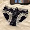 Bragas de Encaje Estilo Retro Francés para Mujer Otoño e Invierno Nuevas Algodón Antibacteriano en la Entrepierna Sexy Transpirables que Cubren las Caderas Ropa Interior