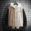 Chaqueta fina de pana estilo americano, talla europea, para otoño e invierno, corte holgado, talla grande, bloques de color, bordada, transfronteriza