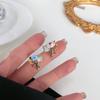 Nuevos Aretes Asimétricos Retro Franceses de Esmalte de Flores Verano Plata S925 Pin Elegante Elegante Elegante para Mujer 075