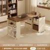 Mesa de Escritório Estilo Medieval, Mesa de Computador de Canto para Quarto, Bancada de Trabalho, Mesa de Canto em Madeira Maciça para Uso Doméstico, Mesa com Estante Integrada