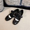 Versão Couro 2026 Primavera Inicial Novo Estilo Chanel-Style Bico Redondo Laço Sapatilhas Planas para Mulheres Sapatos Mary Jane Couro Genuíno