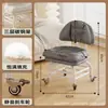 Banqueta Giratória com Altura Ajustável e Rodas Silenciosas, Cadeira com Encosto, Banqueta Baixa, Banqueta Amiga de Crianças, Banqueta para Trocar Sapatos, Design Moderno Simples