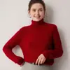 Suéter de Cachemir 100% Grueso de Cuello Alto para Otoño e Invierno, Suéter Cálido de Punto para Mujer, Top Base, Suéter Versátil, Ropa Interior para Mujer