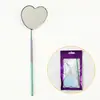 Espejo de Inspección con Forma de Corazón para Extensiones de Pestañas, Lente Rectangular, Antirrizado, Superficie de Espejo Antivaho, Espejo para Pestañas, Espejo Oral Redondo