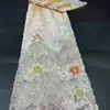 Tejido de malla con lentejuelas florales tridimensionales tela con bordado pesado bordado a mano Vestido de novia vestido de noche en stock