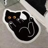 Tapete de Chão Cartoon Imitação Caxemira Transfronteiriço Estilo Ins Gatinho Preto Tapete de Pelo Longo para Quarto de Menina, Tapete Absorvente para Patas de Gatos, Uso Doméstico