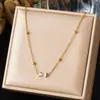 Cadena de Accesorio de Lazo de Circonita Versátil de Nicho de Moda Acero Inoxidable Chapado en Oro Collar Simple para Clavícula