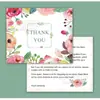 Cartão de flor romântica em aquarela pintado à mão mensagem carta de agradecimento embrulho de presente cupom cupom de avaliação de comércio exterior requintado instruções