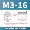 Tuerca remachable hexagonal de acero inoxidable en stock M3M4M5 con orificio pasante SOS-3.5M3/M4/304