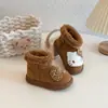 Zapatos de Algodón de Princesa para Niñas 2026 Nuevo Estilo Otoño Zapatos Peludos Elegantes para Bebé Suela Suave Antideslizante Botas de Algodón Cálidas con Felpa