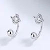 Brincos de Zircônia com Quatro Diamantes Femininos Prata de Lei 925 Simples ins Pequenos e Delicados Tarraxa Brincos Coreanos de Nicho Joias