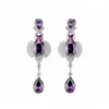 Pendientes de lágrima y cuadrado con circonita cúbica y aguja de plata, un par de pendientes delicado y elegante con un tacto lujoso, perfectos para fiestas y versátiles para cualquier ocasión.
