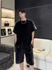 Traje Casual a Rayas Estilo Americano para Hombre, Conjunto de Shorts de Manga Corta Retro Trendy para Jóvenes de Verano para Deporte al Aire Libre