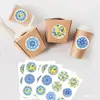 Hk089-T Pegatinas Redondas Decorativas de Porcelana Azul y Blanca, Pegatinas Selladoras Autoadhesivas para Sobres de Tarjetas de Felicitación, Pegatinas Decorativas de Limón