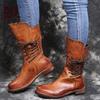 Juti 2020 Outono e Inverno novo comércio exterior tamanho grande salto baixo cor botas femininas WISH botas de couro femininas europeias e americanas