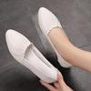 Primavera 2025, nuevos zapatos planos de cuero suave con boca baja para mujer, suela de res, antideslizantes y combinables.