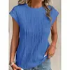 Nova Camiseta Texturizada de Manga Curta com Gola Redonda Estilo Europeu e Americano para Mulheres 2025, Vestuário Feminino de Comércio Exterior Transfronteiriço