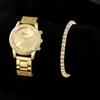 Reloj Explosivo Geneva falso de tres ojos con diamantes incrustados, reloj de pulsera de acero aleado, reloj de cuarzo Geneva para mujer, traje