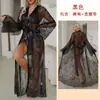 Aliexpress Bata Sexy de Encaje Completo con Mangas de Campana, Cinturón de Corbata, Cárdigan Largo, Ropa de Dormir Multicolor para Mujer 677