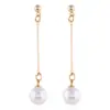 Corea del Sur Dongdaemun Moda Simple Combinan con Todo Moda Nuevo Colgante de Gota de Agua Larga Pendientes de Perla Pendientes Vintage