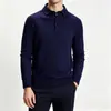 Otoño Invierno Hombres Suéter de Punto Cuello Polo Moda Color Sólido Capa Base Casual de Negocios Cardigan con Solapa Hombres