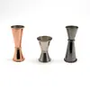 Taza medidora de doble cabeza de acero inoxidable, Herramienta medidora de cóctel multiespecificación, Grabado láser de onzas en oro rosa y oro negro