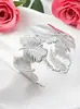 Pulsera Anillo de Metal con Hoja y Huella Dactilar Geométrica de Apertura Estilo Nuevo Bohemio Transfronterizo para Mujer Uso Diario