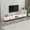 Juego de mesa de centro con mueble de TV extensible, de pie, madera maciza, adecuado para casas pequeñas, sala de estar moderna minimalista, mueble de TV con patas de madera maciza