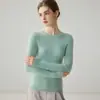 Suéter 100% cachemira pura para mujer, cuello redondo, jersey otoño/invierno, manga larga, tejido ajustado, capa base suave y cómoda