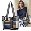 Bolso de mujer de moda Nuevo estilo coreano moderno bolso de hombro a cuadros color de contraste gran capacidad bolso tote portátil bolsa grande bolsa para madre