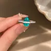 Pingente Gota de Água Azul Paraíba para Mulheres com Anel Suspenso Planeta Cravejado de Diamantes Luz de Anel Luxo Temperamento de Luxo Nicho Exquisito Brincos de Tarraxa com Diamante Verde