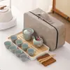 Horno Ru Caqui Ruyi Tetera de Mano Set de Té de Viaje con Tetera de Cerámica Agrietada Logo del Set de Té de Viaje Disponible