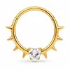 Anillo nasal cerrado sin costuras de aleación de titanio G23 con incrustaciones de circonita Zhenping, aro para tabique nasal y hueso de la oreja, joyería nasal finamente tallada F136