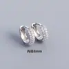 YHE0342 Europa e os Estados Unidos s925 prata metal textura de vento fivela de orelha três fileiras de strass face larga argola de orelha fivela de orelha brincos empilhados