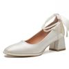 Zapatos de Boda Estilo Francés para Mujer 888-200, Nuevo Modelo 2026, Estilo Hada con Moño, Zapatos Doble Uso para Dama de Honor, Tacón Grueso, Zapatos Cómodos de una Sola Pieza