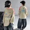 Camiseta Base Masculina para Primavera e Outono T2026 Nova Popular Moletom Gola Redonda Fina Roupa de Primavera para Crianças Mais Velhas Estilo Coreano Tendência Camiseta