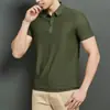 1199.6688 Camisa Polo Sin Costuras de Seda Helada para Hombre Solapa Manga Corta Camiseta Talla Grande para Hombre Negocios Verano Versión Pública Polo