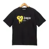 Marca de moda europeia e americana estampa de logo graffiti letra palma camiseta de manga curta solta masculina e feminina casual solta manga curta