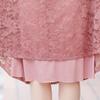 Vestido de Renda Verão Novo Rosa Vestido de Mãe Moda para Mulheres de Meia-idade e Idosas Vestido Decote V Redutor de Idade