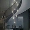Araña de Escalera de Entrada Doble de Lujo Araña para Sala de Estar de Villa Araña de Vestíbulo Moderna Sencilla Araña Larga de Cristal para Comedor