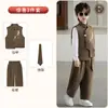 Conjunto de Colete Novo Estilo Chinês para Meninos, Estilo Verão, Bordado Chinês Tradicional Hanfu Traje Tang, Roupa de Performance Infantil para Atividades de 1º de Junho