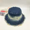 Moda Nuevo Sombrero de Pescador de Mezclilla Sombrilla para Exteriores Sombrero para el Sol Estilo Europeo y Americano Retro Borde Crudo Sombrero de Cubo Listo para la Venta