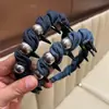 Diadema de Diseño de Alta Gama en Mezclilla Coreana y Japonesa Pasador de Pelo Estilo Coreano con Perlas y Dientes para Mujeres para Aumentar la Altura Craneal Diadema