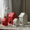 Lanterna pequena branca porta-velas de ferro, luz de ambiente romântico, ornamento decorativo suave para terraço jardim, acessório para fotografia de têxteis para casa