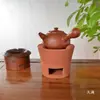 Estufa de té Estufa de carbón Arcilla roja Estufa de té hecha a mano Estufa de carbón de olivo Estufa pequeña Estufa de carbón con cortavientos Tetera Hervidor de agua Alcohol Doble uso