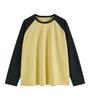 Camiseta Raglan Manga Longa Estilo Retro Americano Cattee para Homens e Mulheres no Outono Nova Blusa Solta com Painéis Coloridos em Contraste Gola Redonda