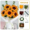 Ramo de Palo Retorcido Ramo de Tulipán y Girasol Paquete de Materiales Hecho a Mano DIY Tejido Rosa Gigante Regalo