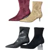 Botines elásticos de punta fina estilo europeo y americano para mujer, botas ajustadas de tacón fino ALA, botines de tacón alto versátiles multicolor, suministro transfronterizo
