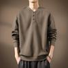 Sudadera de Alta Gama Estilo Japonés 350g Cuello Henry para Hombre, Nuevo Estilo Otoño, Corte Holgado, Chaqueta Retro Americana para Hombre